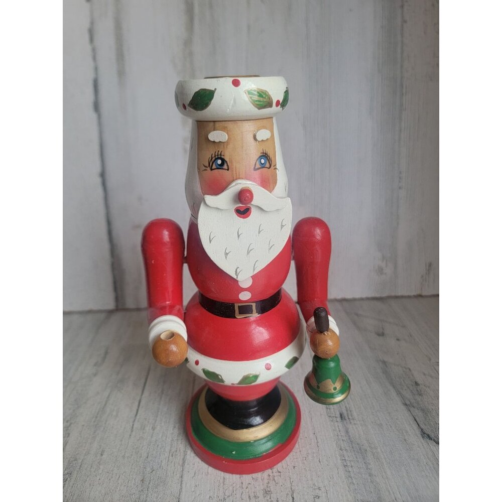 Kurt Adler‎ vintage wooden candlestick holder Santa Claus Xmas